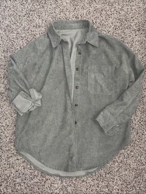 SAGE GREEN Corduroy Button-Up